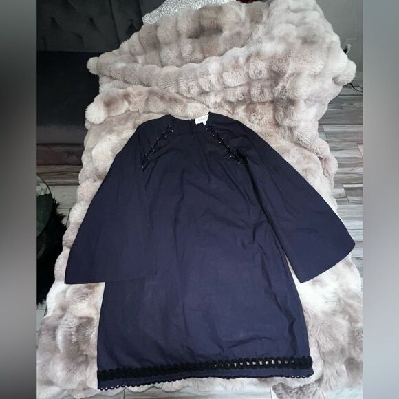 Derek Lam 10 Crosby-100% cotton Bell-Sleeve A-Line Dress w/ Lacing , size 8 - Picture 7 of 16